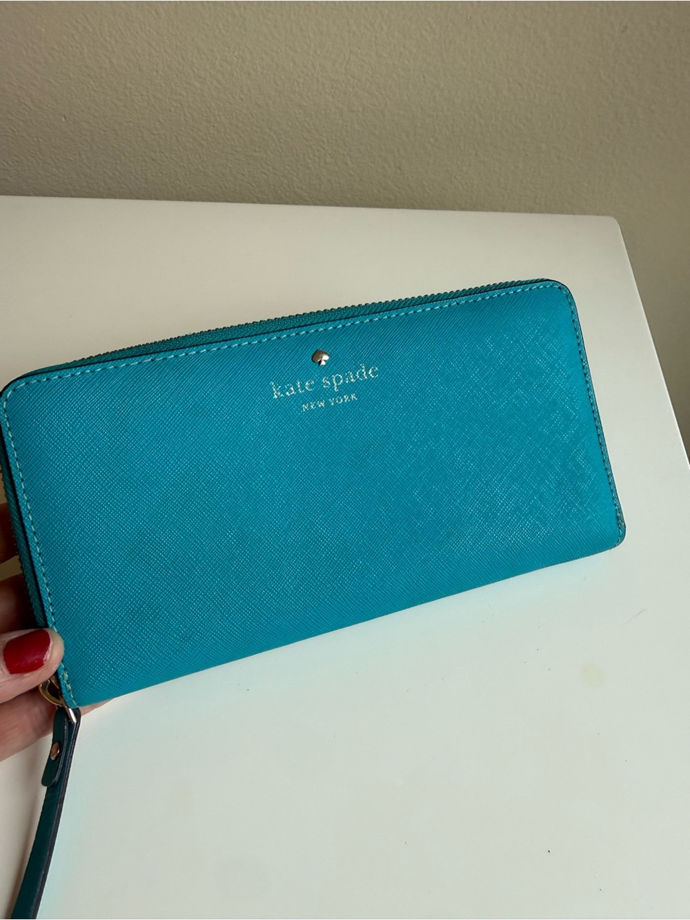kate spade Teal Zip-Around Wallet with Wristlet